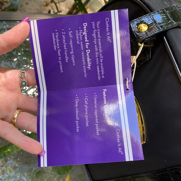 Joy Mangano Clothes It All Black Nylon and Gold Hardware Mini Weekender NWT - Picture 13 of 16